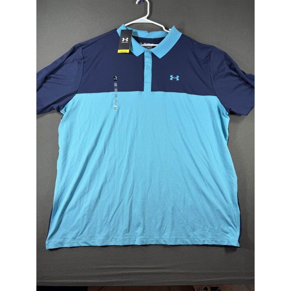 Under Armour Polo Shirt Mens 4XL Blue Golf Performance Loose Fit UPF 40 New